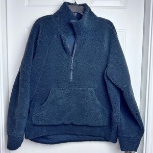 Lululemon Black Oversized Sherpa Fleece Funnel Neck 1/2 Zip, Heavyweight M/L